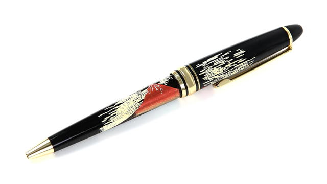 本蒔絵の手法で描いた北斎赤富士の高級ボールペン