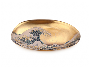 箔名画 ガラストレー　赤富士・神奈川沖浪裏セット