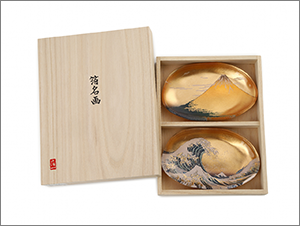箔名画 ガラストレー　赤富士・神奈川沖浪裏セット