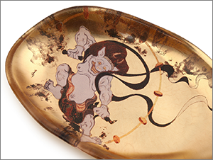 箔名画 ガラストレー　風神雷神図セット