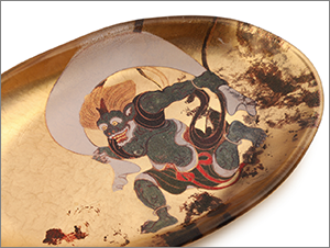 箔名画 ガラストレー　風神雷神図セット