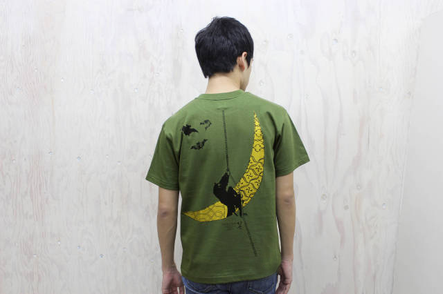 北斎Tシャツ‐月夜の忍者(バック)