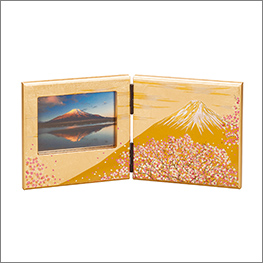 英語説明書つき ‐ 山中漆器 パネルピクチャー 富士雅桜