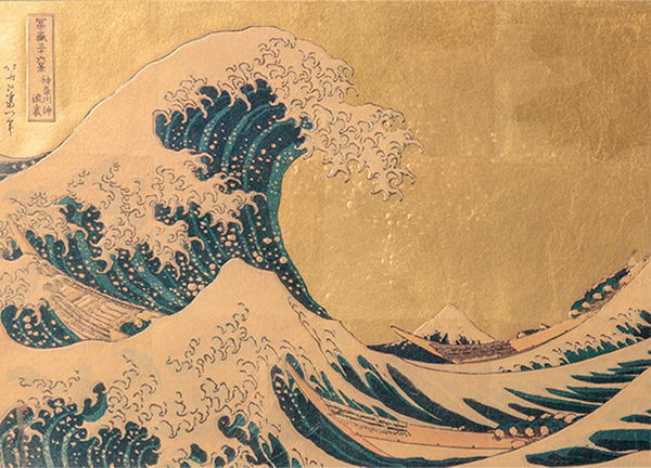 箔名画 ガラストレー（神奈川沖浪裏）★日本土産（みやげ）や記念品に！英語説明書つき